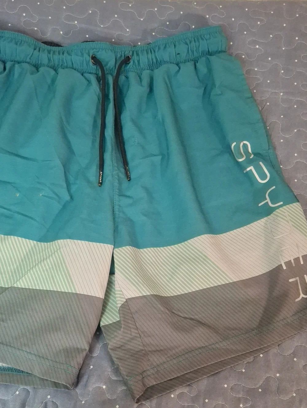 Spyder Teal and Gray Men's Swim Shorts size medium